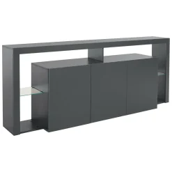 Cucina|Madie > Dmora Credenza antracite 200x40x80h cm 3 ante - Andaleiv Nero Antracite