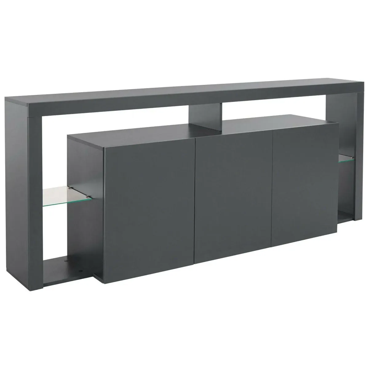 Cucina|Madie > Dmora Credenza antracite 200x40x80h cm 3 ante - Andaleiv Nero Antracite
