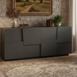 Credenza antracite 200x44x86h cm 4 ante - Arda