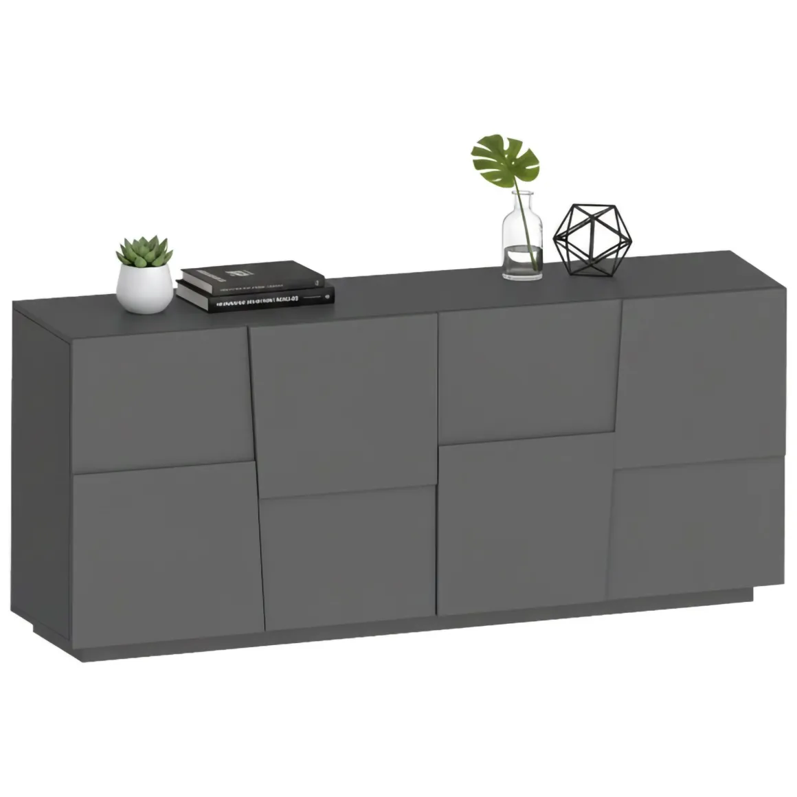Credenza antracite 200x44x86h cm 4 ante - Arda