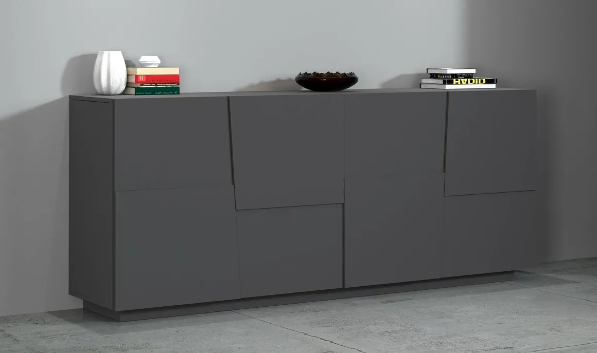 Credenza antracite 200x44x86h cm 4 ante - Arda
