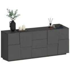 Credenza antracite 220x44x86h cm 4 ante e 3 cassetti - Astel