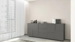 Credenza antracite 220x44x86h cm 4 ante e 3 cassetti - Astel