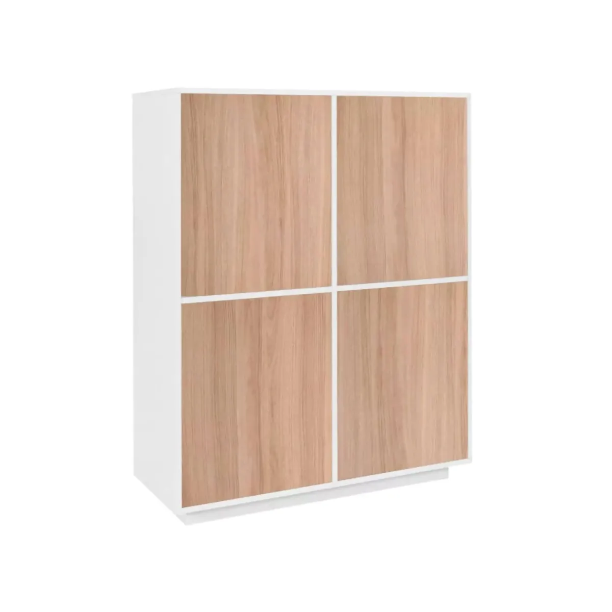 Cucina|Salotto > Dmora Credenza Ara, cm 100x41h126, Bianco lucido e Noce Marrone Noce, Bianco Lucido