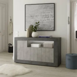 Credenza ardesia e cemento 138x42x86h cm 3 ante - Dolphin