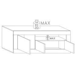 Credenza ardesia e cemento 138x42x86h cm 3 ante - Dolphin