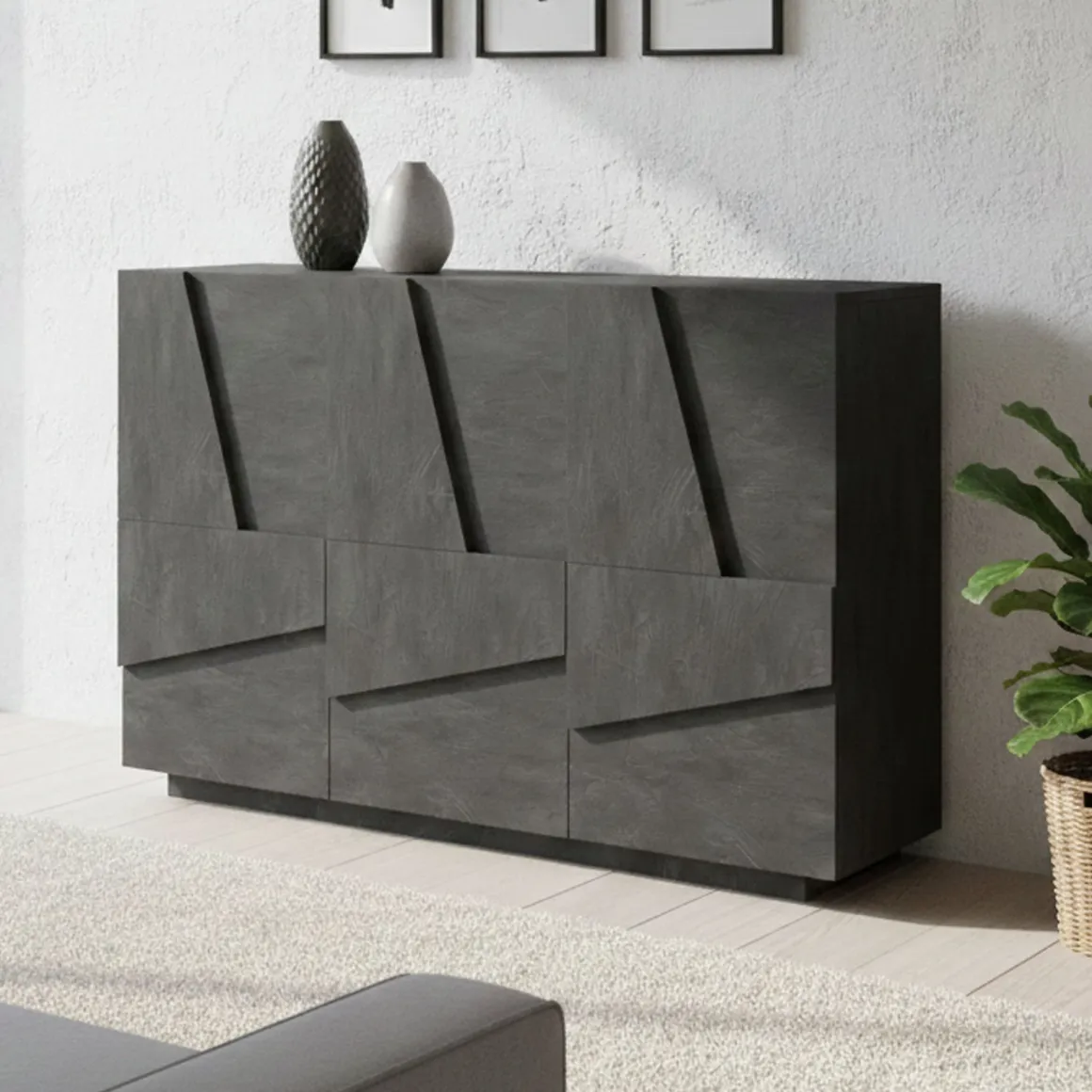 Credenza ardesia 121x38x86h cm 3 ante - Axl