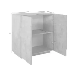Cucina|Madie > Dmora Credenza ardesia 81x44x86h cm 2 ante - Arli Grigio Ardesia