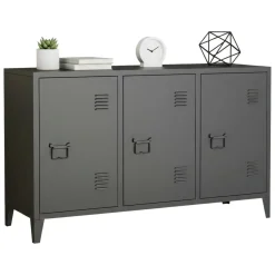 Madie|Credenze > Dmora Credenza ardesia 120x40x73h cm 3 ante - Cocullo Grigio Ardesia