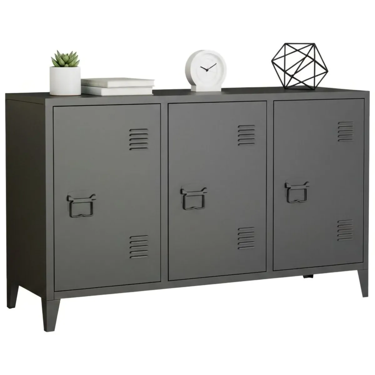 Madie|Credenze > Dmora Credenza ardesia 120x40x73h cm 3 ante - Cocullo Grigio Ardesia