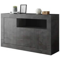 Madie|Credenze > Dmora Credenza ardesia 138x42x86h cm 3 ante - Dolphin Grigio Ardesia