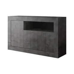Madie|Credenze > Dmora Credenza ardesia 138x42x86h cm 3 ante - Dolphin Grigio Ardesia