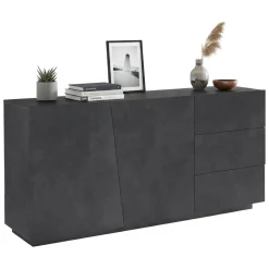 Cucina|Madie > Dmora Credenza ardesia 180x43x86h cm 2 ante e 3 cassetti - Ariet Grigio Ardesia