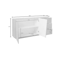 Cucina|Madie > Dmora Credenza ardesia 180x43x86h cm 2 ante e 3 cassetti - Ariet Grigio Ardesia