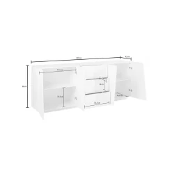 Cucina|Madie > Dmora Credenza ardesia 220x43x86h cm 4 ante e 3 cassetti - Ayrton Grigio Ardesia