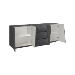 Cucina|Madie > Dmora Credenza ardesia 220x43x86h cm 4 ante e 3 cassetti - Ayrton Grigio Ardesia
