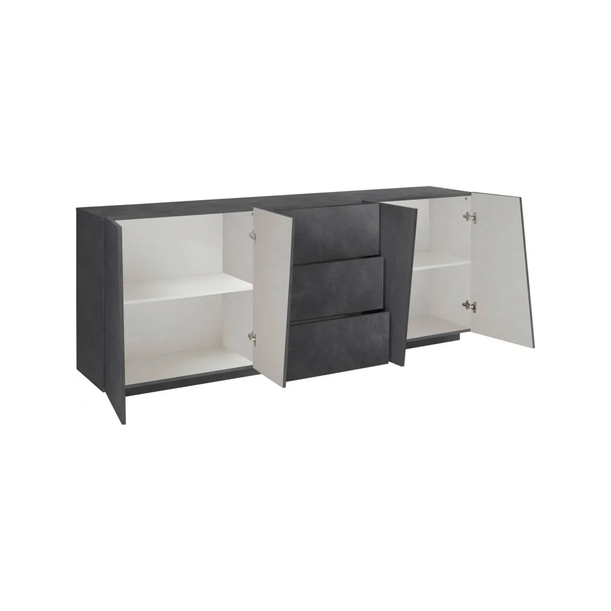 Cucina|Madie > Dmora Credenza ardesia 220x43x86h cm 4 ante e 3 cassetti - Ayrton Grigio Ardesia