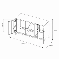 Credenza ardesia 120x40x73h cm 2 ante - Friddi