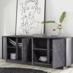 Credenza ardesia 180x43x79h cm 4 ante - Nika