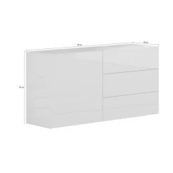 Cucina|Madie > Dmora Credenza bassa antracite lucida 110x40x47h cm 1 anta e 3 cassetti - Adana Nero Antracite