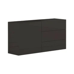 Cucina|Madie > Dmora Credenza bassa antracite lucida 110x40x47h cm 1 anta e 3 cassetti - Adana Nero Antracite