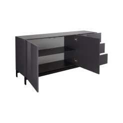 Credenza bassa antracite lucida 170x40x47h cm 2 ante e 3 cassetti - Alden