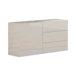 Credenza bassa bianco lucida 110x40x35h cm 1 anta e 3 cassetti - Benvenuta