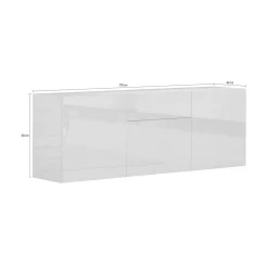 Credenza bassa bianco lucida 170x40x35h cm 3 ante e 1 cassetto - Arina
