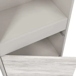 Credenza Beige Bianco Anticato Cassetti 3 Ripiani 49x28x174h cm, Apertura Push Pull - Spineda