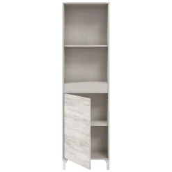 Credenza Beige Bianco Anticato Cassetti 3 Ripiani 49x28x174h cm, Apertura Push Pull - Spineda