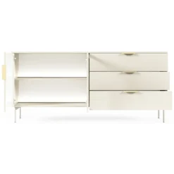 Credenze > Dmora Credenza Beige Cashmere oro un Ripiano 3 Cassetti 181x39x83h cm, 2 Ante - Hara Oro, Beige Cashmere