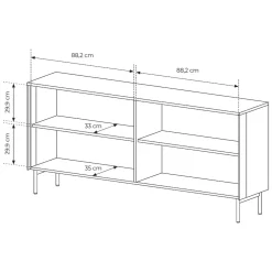 Credenza Beige Cashmere Trasparente 4 Ripiani Apertura Battente 181x39x83h cm, 4 Ante - Hapa