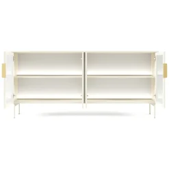 Credenza Beige Cashmere Trasparente 4 Ripiani Apertura Battente 181x39x83h cm, 4 Ante - Hapa