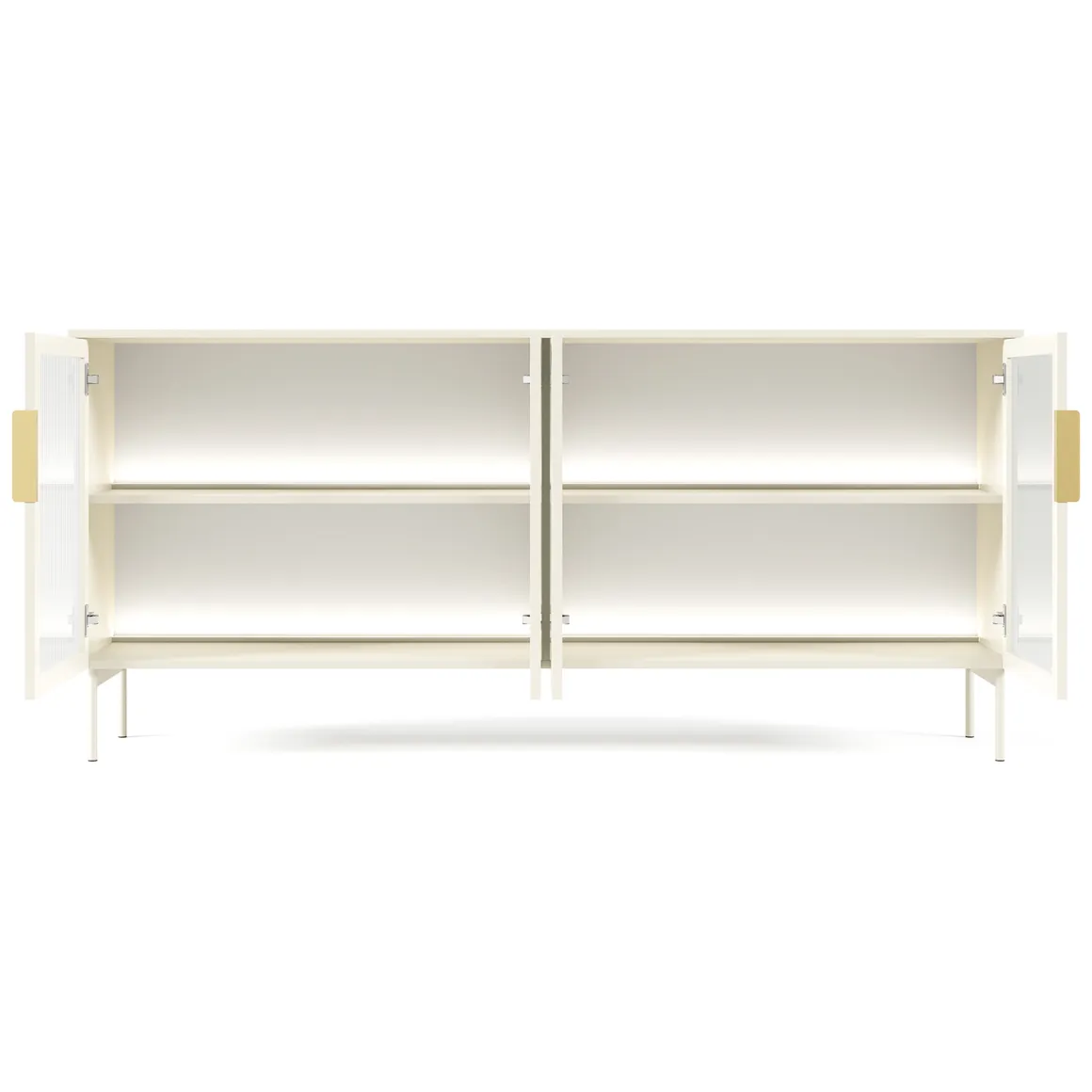Credenza Beige Cashmere Trasparente 4 Ripiani Apertura Battente 181x39x83h cm, 4 Ante - Hapa