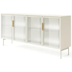 Credenza Beige Cashmere Trasparente 4 Ripiani Apertura Battente 181x39x83h cm, 4 Ante - Hapa