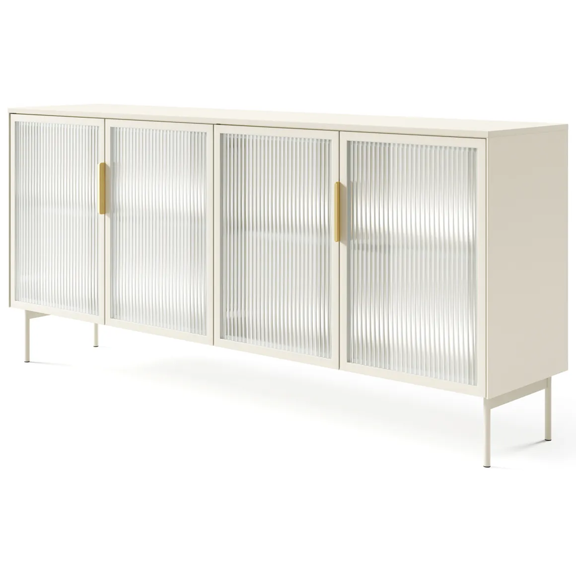 Credenza Beige Cashmere Trasparente 4 Ripiani Apertura Battente 181x39x83h cm, 4 Ante - Hapa