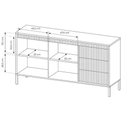 Credenze > Dmora Credenza 3 Cassetti 2 Ripiani 154x40x81h cm, Apertura Battente, Scorrevole - Hatomo Beige