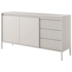 Credenze > Dmora Credenza 3 Cassetti 2 Ripiani 154x40x81h cm, Apertura Battente, Scorrevole - Hatomo Beige