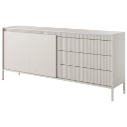 Credenza Beige 3 Cassetti 2 Ripiani 187x40x81h cm, Apertura Battente, Scorrevole - Hatone