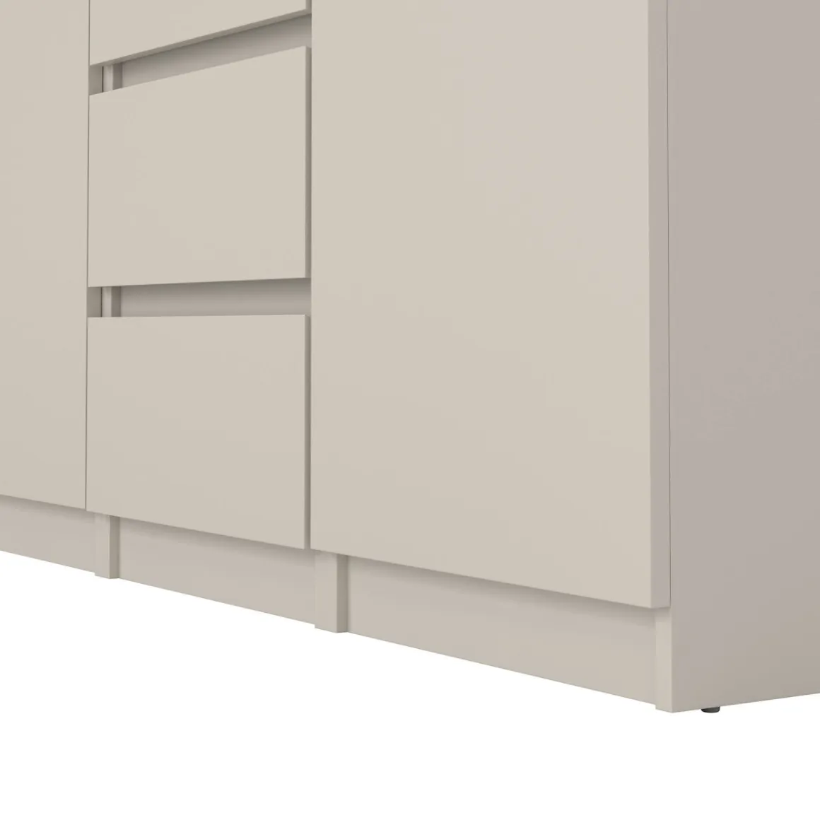 Credenza Beige 4 Cassetti 2 Ripiani 121x50x91h cm, Apertura Battente, Scorrevole - Angelika