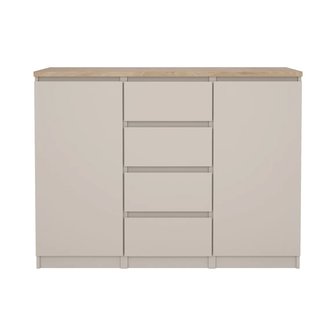 Credenza Beige 4 Cassetti 2 Ripiani 121x50x91h cm, Apertura Battente, Scorrevole - Angelika