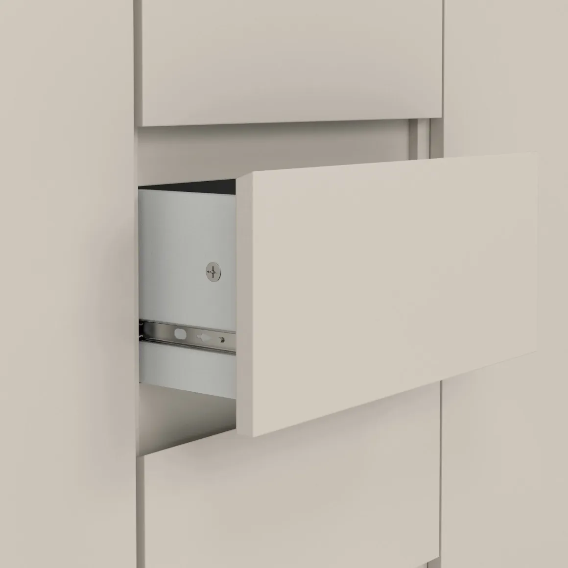 Credenza Beige 4 Cassetti 2 Ripiani 121x50x91h cm, Apertura Battente, Scorrevole - Angelika