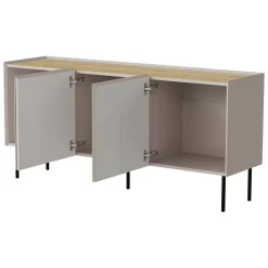 Madie|Credenze > Dmora Credenza beige e rovere 200x40x70h cm 4 ante - Sagrado Marrone, Rosa Rovere