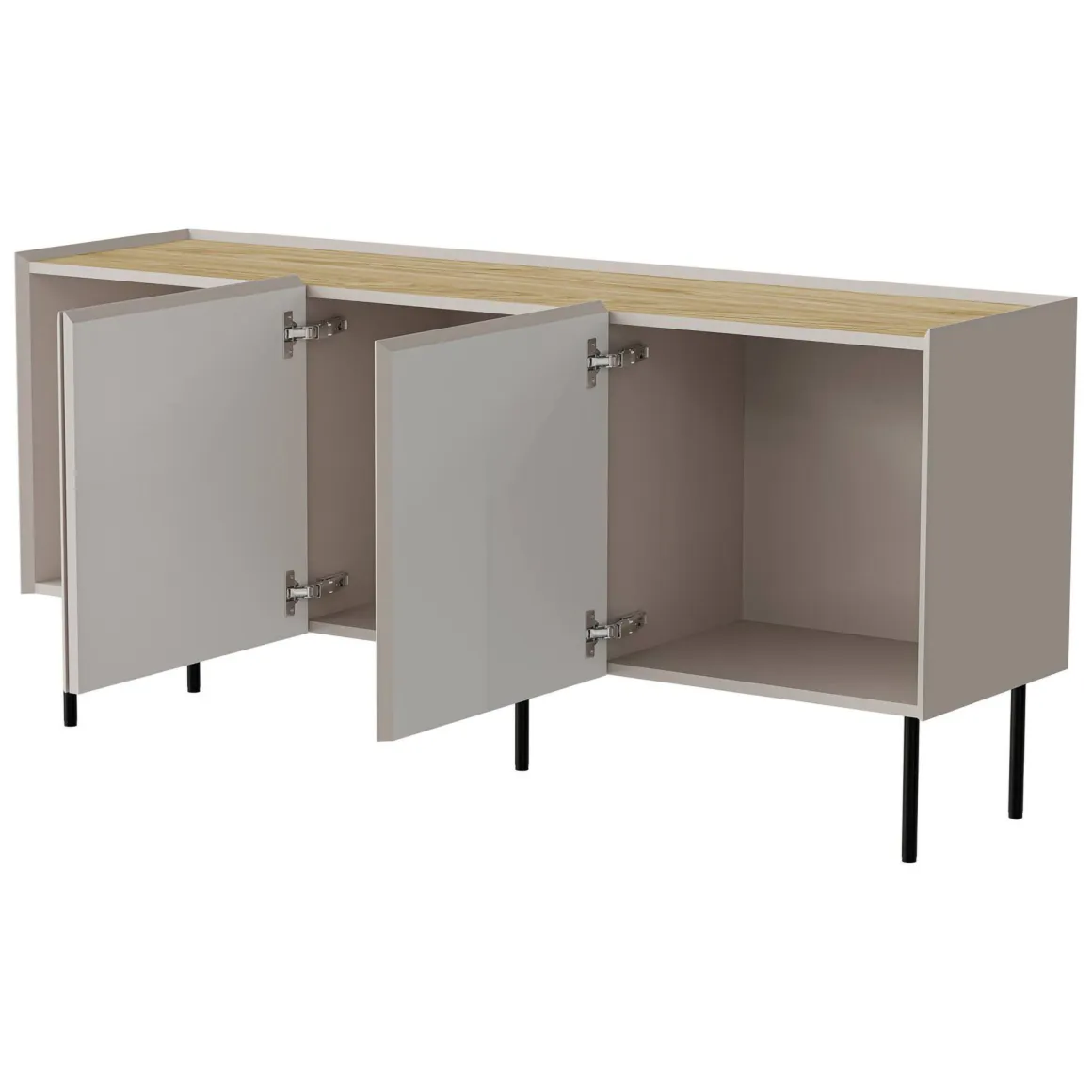 Madie|Credenze > Dmora Credenza beige e rovere 200x40x70h cm 4 ante - Sagrado Marrone, Rosa Rovere