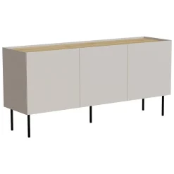 Madie|Credenze > Dmora Credenza beige e rovere 200x40x70h cm 4 ante - Sagrado Marrone, Rosa Rovere