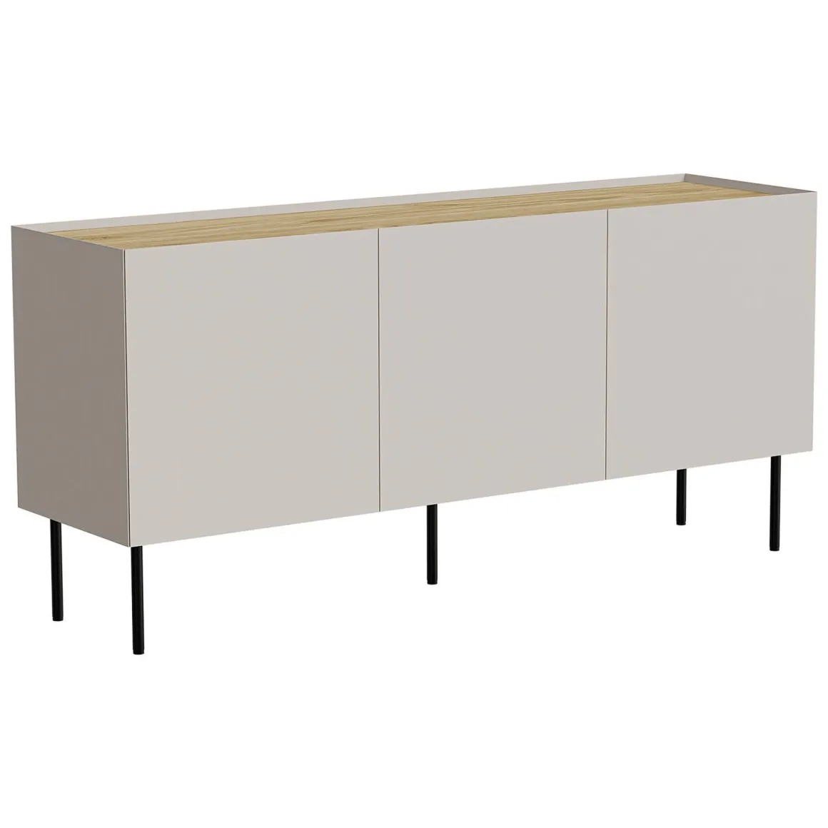 Madie|Credenze > Dmora Credenza beige e rovere 200x40x70h cm 4 ante - Sagrado Marrone, Rosa Rovere