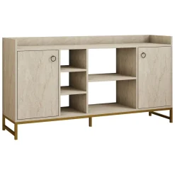 Credenza Beige Marmo 3 Ripiani 2 Ante 160x40x85h cm, 7 Vani - Gorzegno