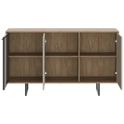 Credenza Beige Marrone Noce 3 Ripiani Apertura Battente 184x40x87h cm, 3 Ante - Capena