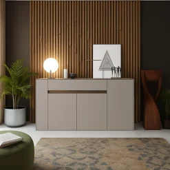 Credenza Beige Marrone Noce un Cassetto 3 Ripiani 170x40x85h cm, Apertura Battente - Cirimido