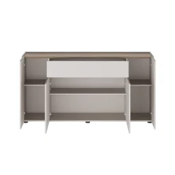 Credenza Beige Marrone Noce un Cassetto 3 Ripiani 170x40x85h cm, Apertura Battente - Cirimido
